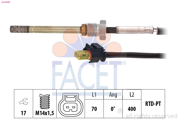 Датчик температура выхлопных газов made in italy - oe equivalent FACET 22.0209