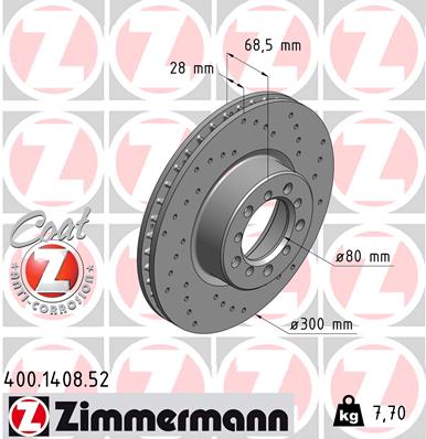 Тормозной диск sport brake disc z ZIMMERMANN 400.1408.52