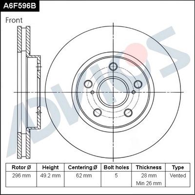 Тормозной диск ADVICS A6F596B