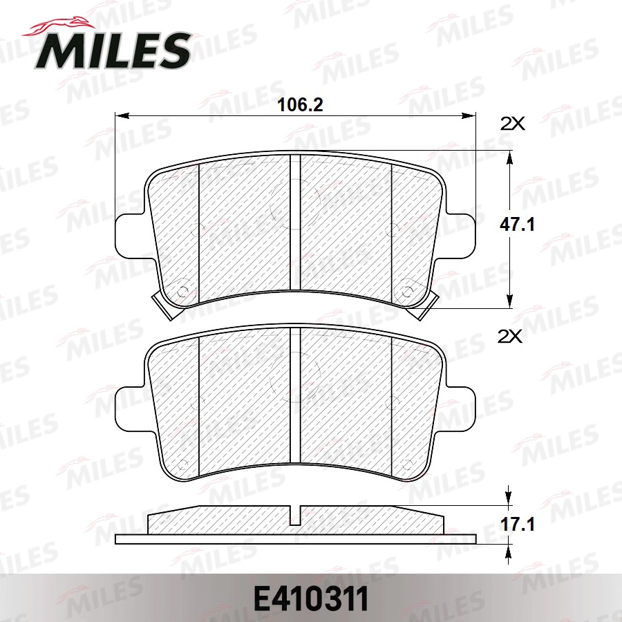 Комплект тормозных колодок дисковый тормоз MILES E410311
