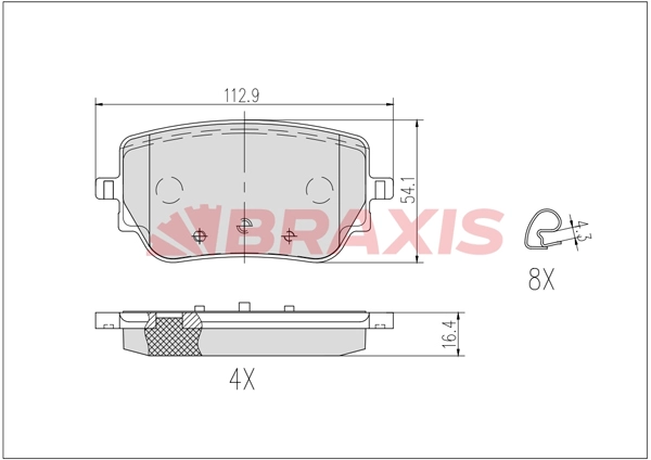 Комплект тормозных колодок дисковый тормоз BRAXIS AB0633