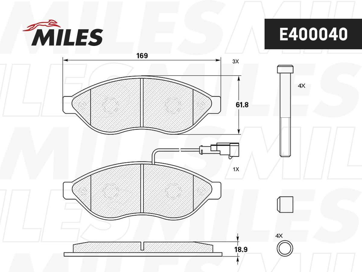 Комплект тормозных колодок дисковый тормоз MILES E400040