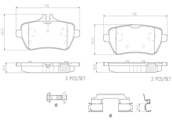 Комплект тормозных колодок дисковый тормоз prime line - ceramic BREMBO P50117N