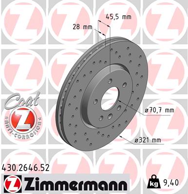 Тормозной диск sport brake disc z ZIMMERMANN 430.2646.52