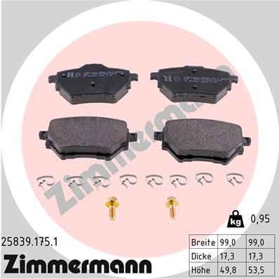Комплект тормозных колодок дисковый тормоз ZIMMERMANN 25839.175.1