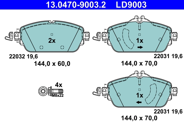 Комплект тормозных колодок дисковый тормоз ate ceramic ATE 13.0470-9003.2