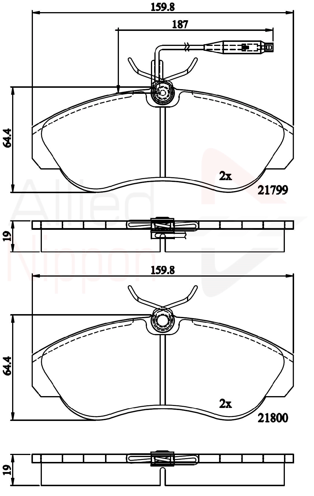 Комплект тормозных колодок дисковый тормоз anl braking ALLIED NIPPON ADB1275