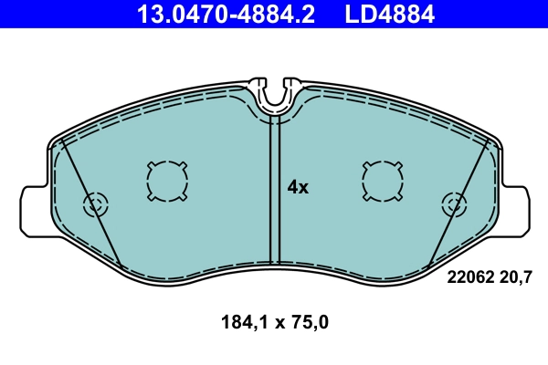 Комплект тормозных колодок дисковый тормоз ate ceramic ATE 13.0470-4884.2