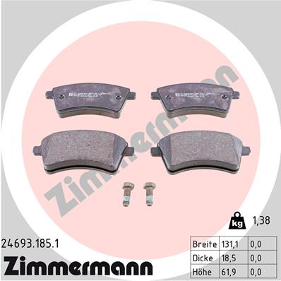 Комплект тормозных колодок дисковый тормоз ZIMMERMANN 24693.185.1
