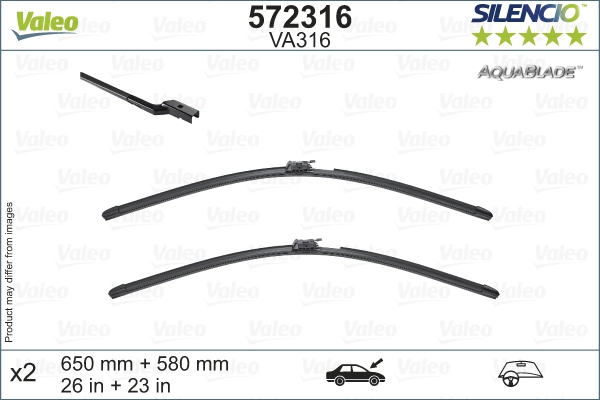 Щетка стеклоочистителя silencio aquablade set VALEO 572316