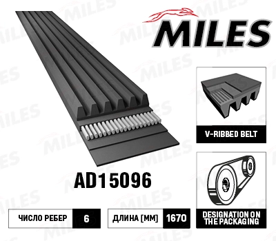 Поликлиновой ремень MILES AD15096