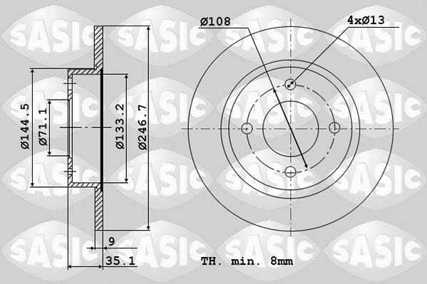 Тормозной диск SASIC 2464W94J