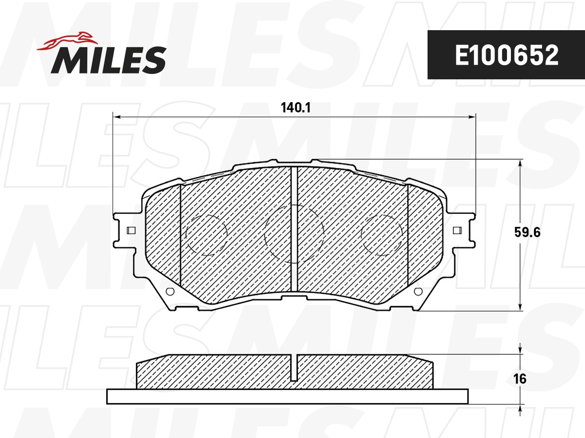 Комплект тормозных колодок дисковый тормоз MILES E100652