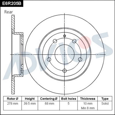 Тормозной диск ADVICS E6R205B