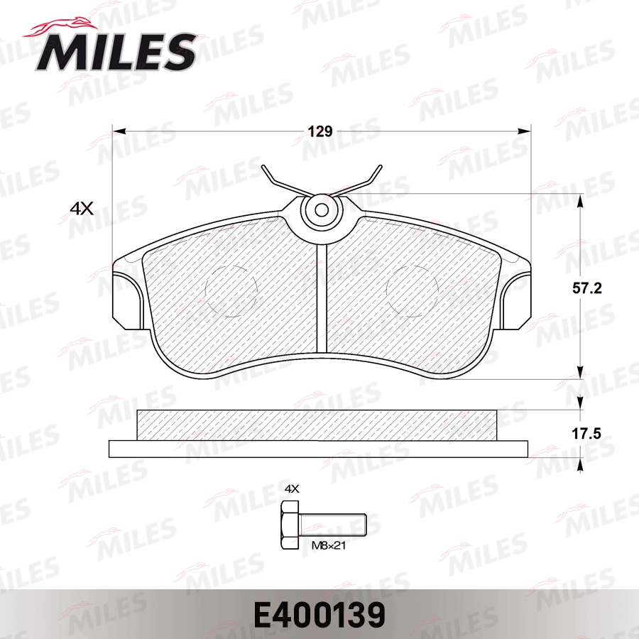 Комплект тормозных колодок дисковый тормоз MILES E400139