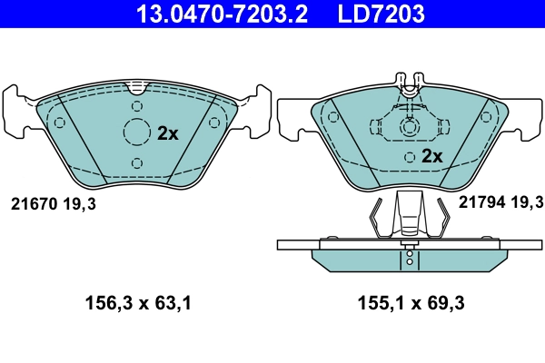 Комплект тормозных колодок дисковый тормоз ate ceramic ATE 13.0470-7203.2