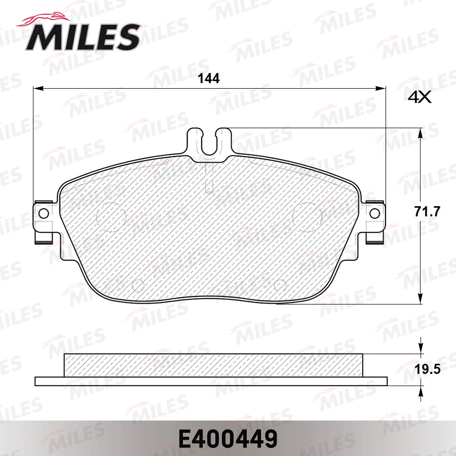 Комплект тормозных колодок дисковый тормоз MILES E400449