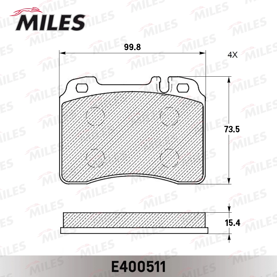 Комплект тормозных колодок дисковый тормоз MILES E400511