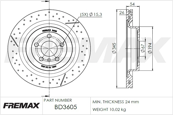 Тормозной диск FREMAX BD-3605