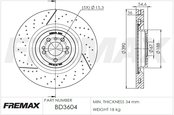 Тормозной диск FREMAX BD-3604