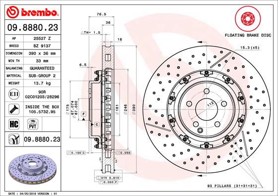 Тормозной диск prime line - floating BREMBO 09.8880.23