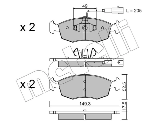 Комплект тормозных колодок дисковый тормоз METELLI 22-0274-4