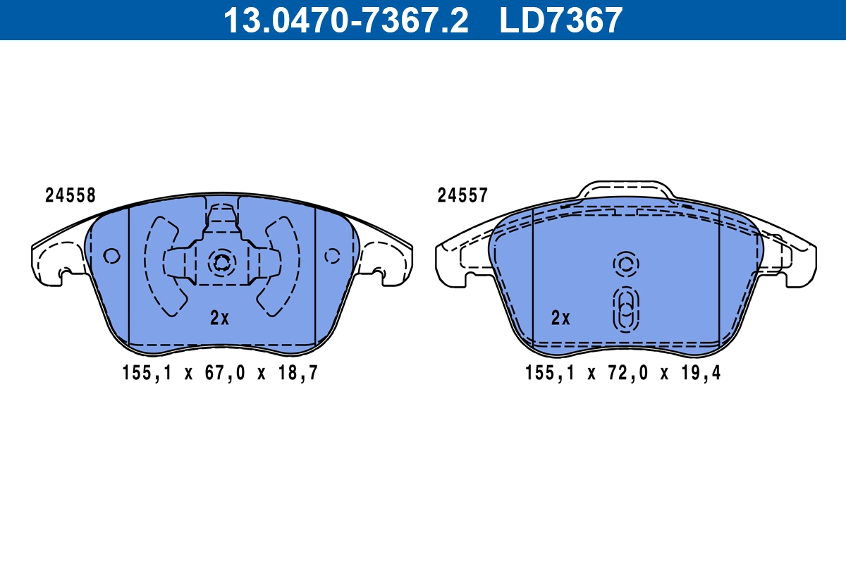 Комплект тормозных колодок дисковый тормоз ate ceramic ATE 13.0470-7367.2