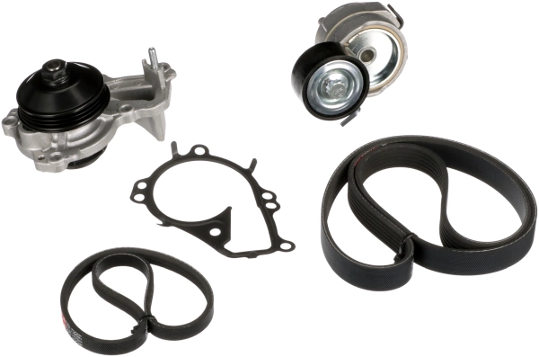 Водяной насос + комплект ручейковых ремней micro-v kit GATES KP136PK1070