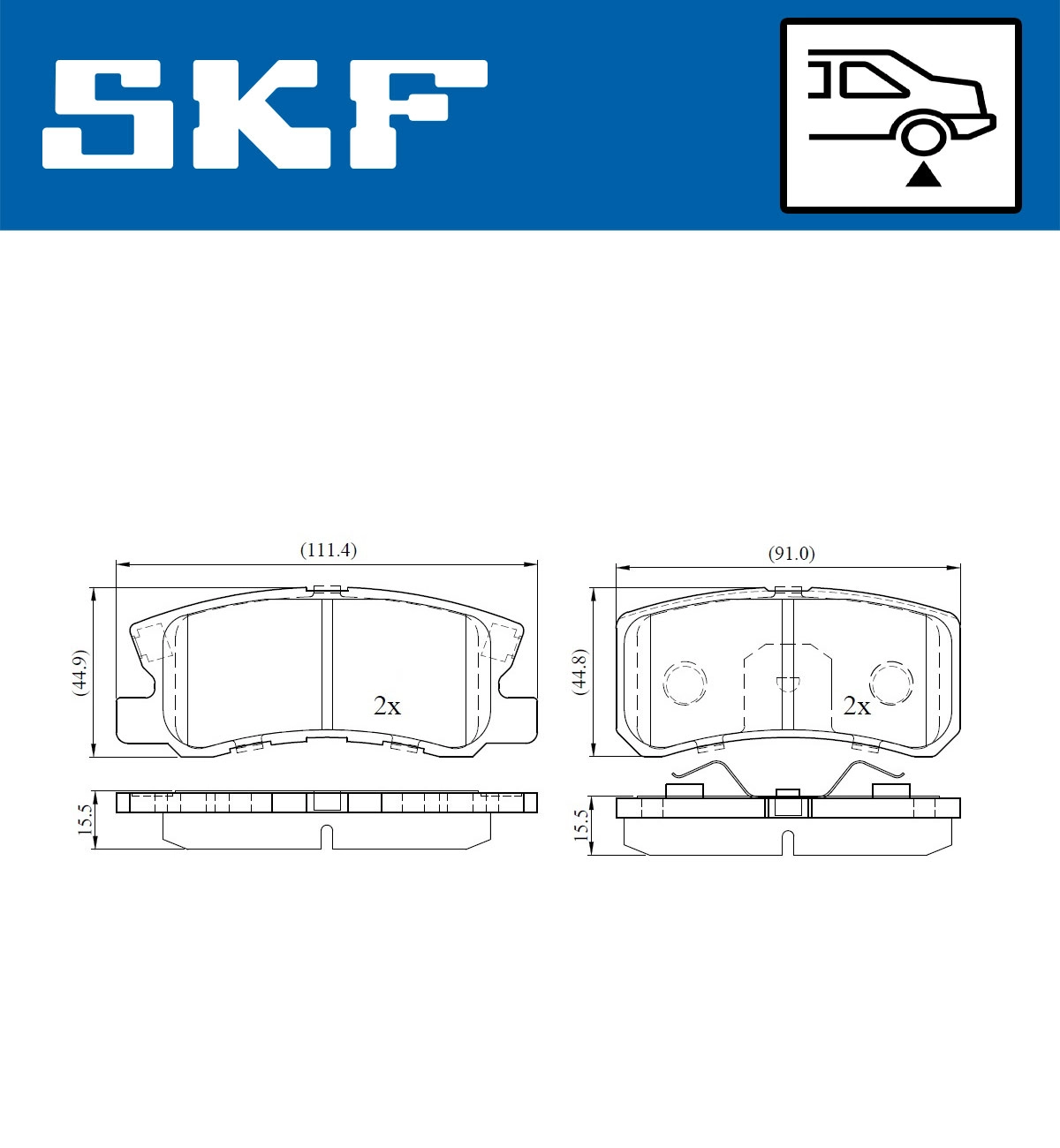 Комплект тормозных колодок дисковый тормоз SKF VKBP 90222