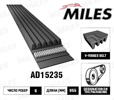 Поликлиновой ремень MILES AD15235