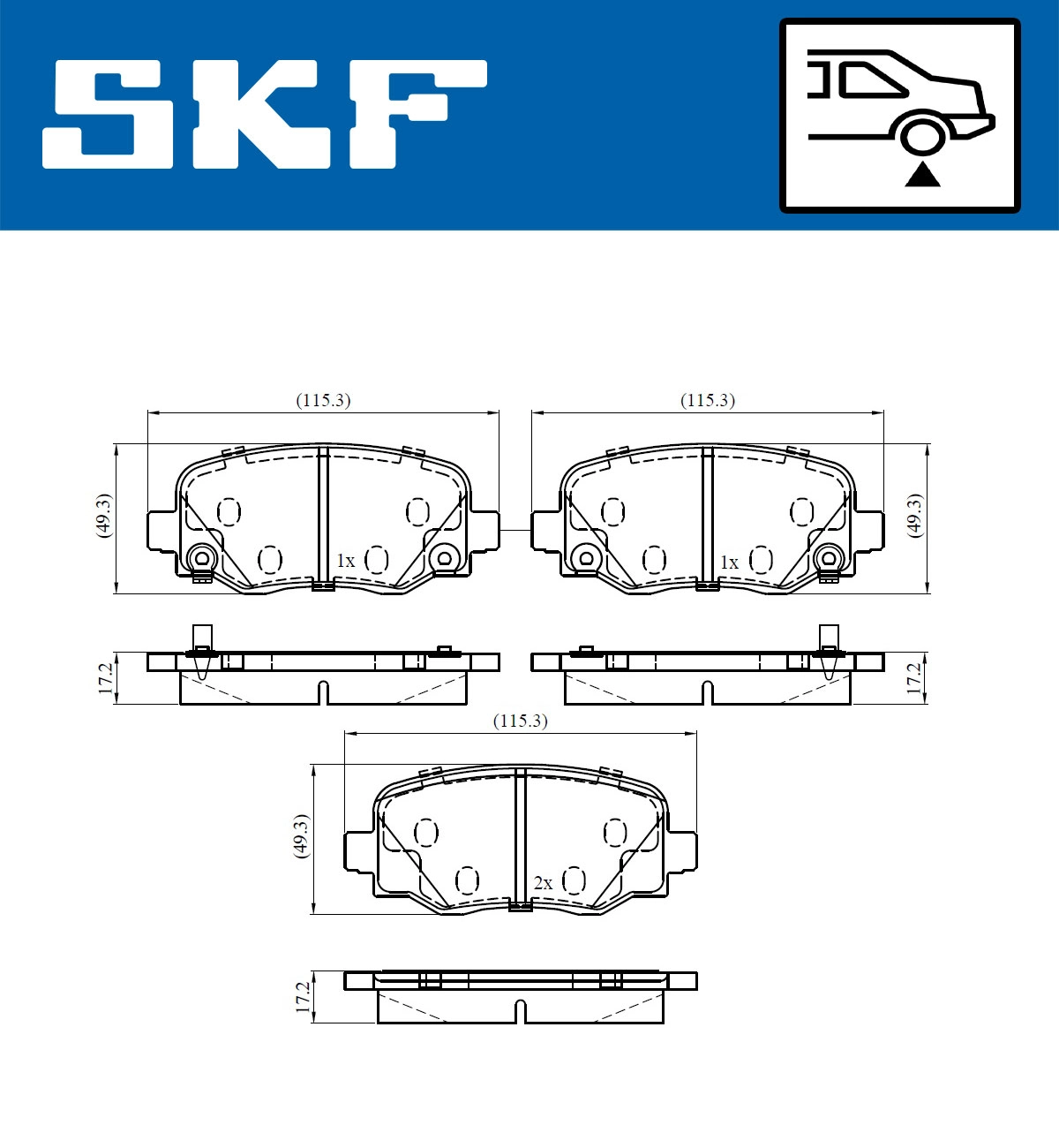 Комплект тормозных колодок дисковый тормоз SKF VKBP 90569 A