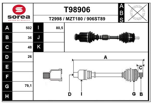 Приводной вал EAI T98906