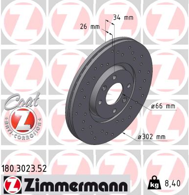 Тормозной диск sport brake disc z ZIMMERMANN 180.3023.52