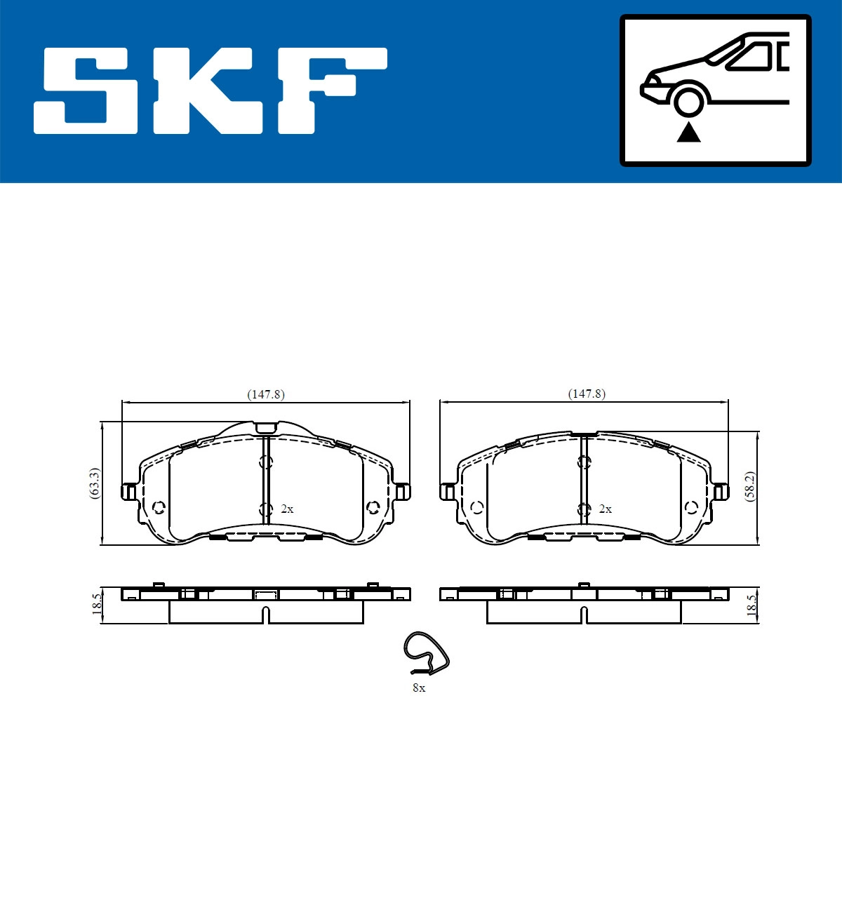 Комплект тормозных колодок дисковый тормоз SKF VKBP 80067
