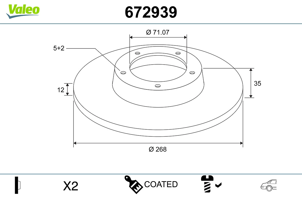 Тормозной диск coated VALEO 672939