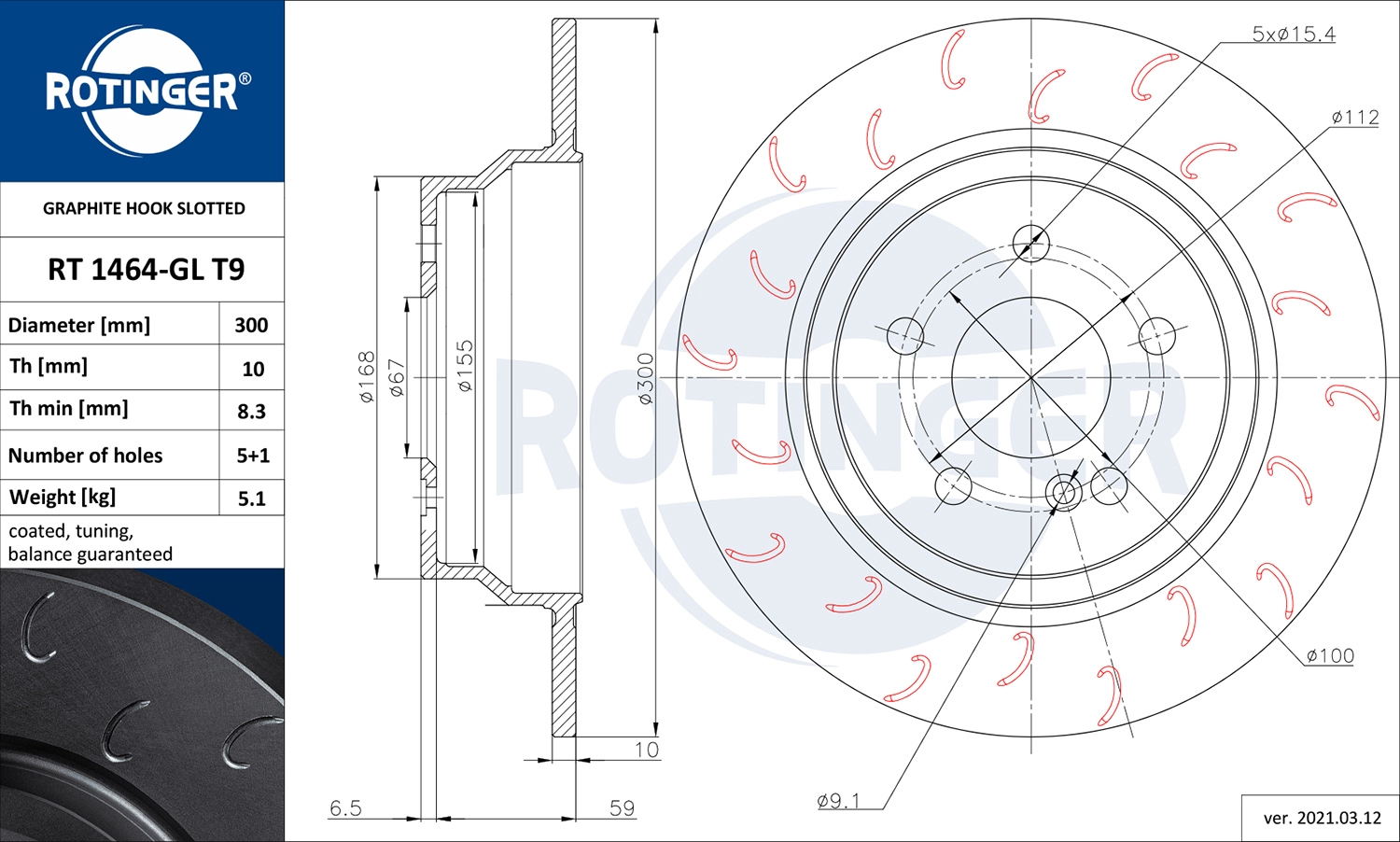 Тормозной диск ROTINGER RT 1464-GL T9