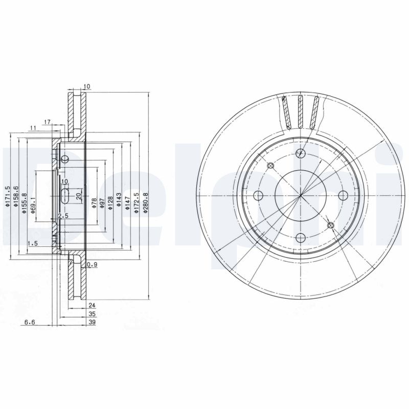 Тормозной диск DELPHI BG3501C