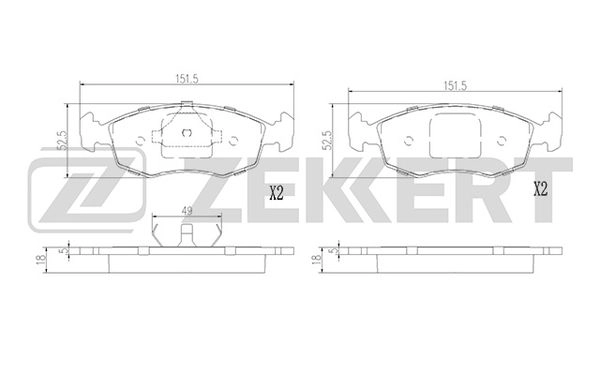 Комплект тормозных колодок дисковый тормоз ZEKKERT BS-2975
