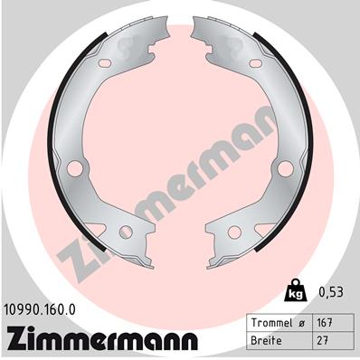 Комплект тормозных колодок стояночная тормозная система ZIMMERMANN 109901600