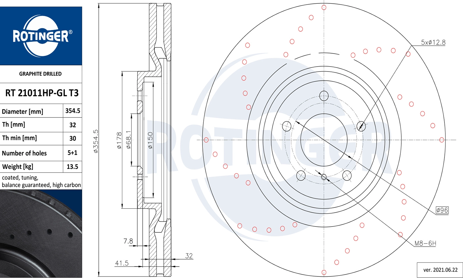 Тормозной диск ROTINGER RT21011HPGLT3