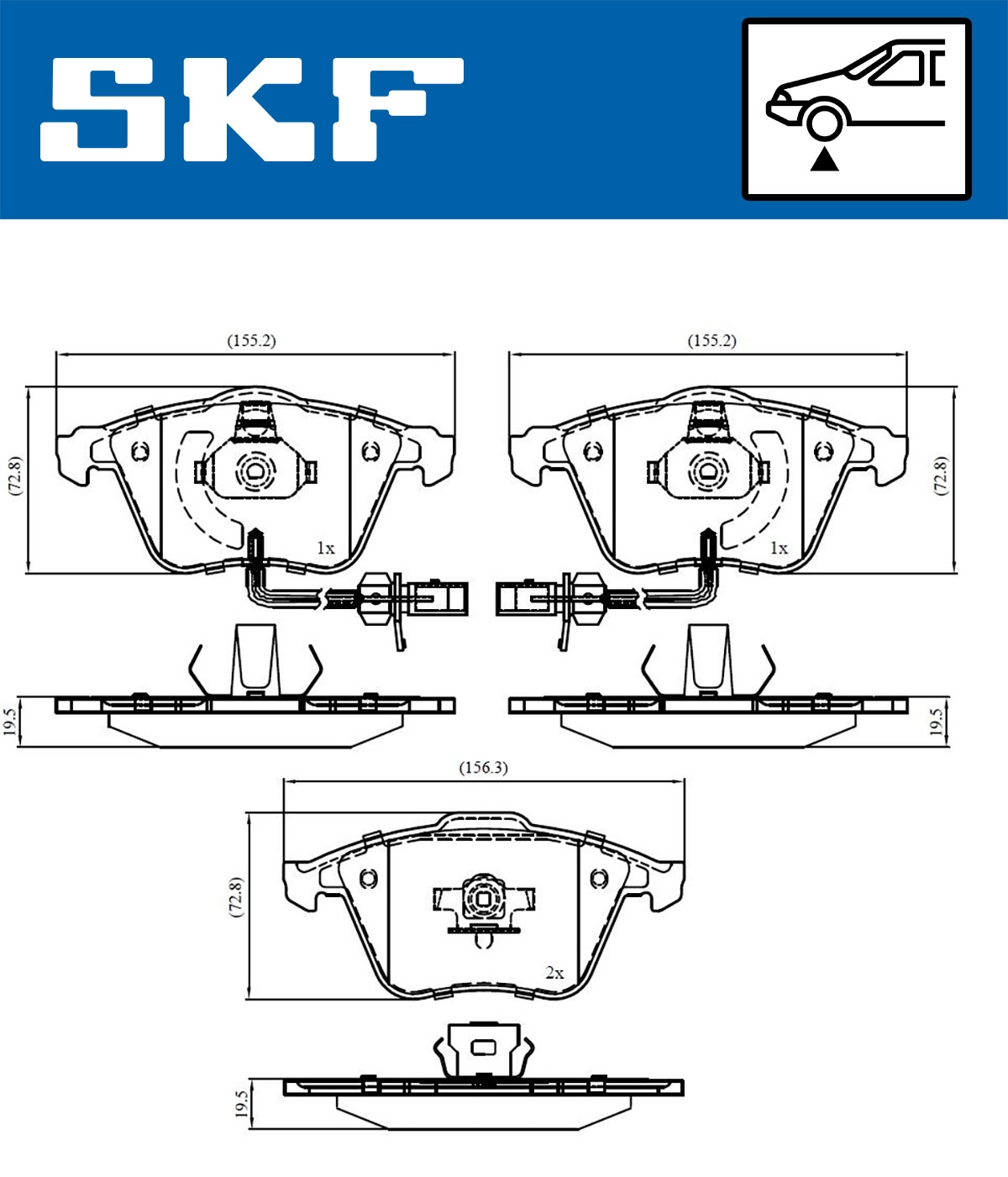 Комплект тормозных колодок дисковый тормоз SKF VKBP 80617 E
