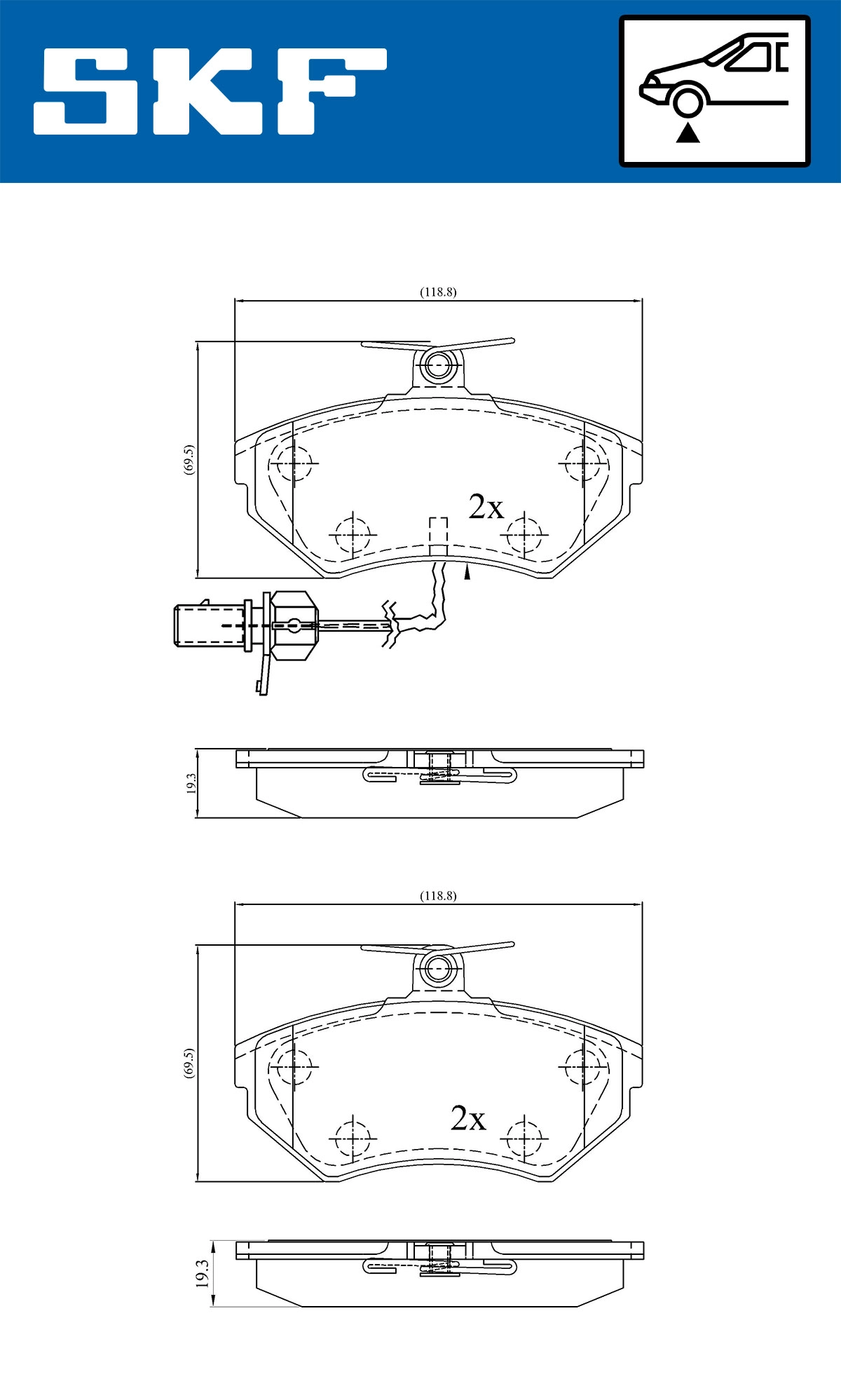 Комплект тормозных колодок дисковый тормоз SKF VKBP 80547 E