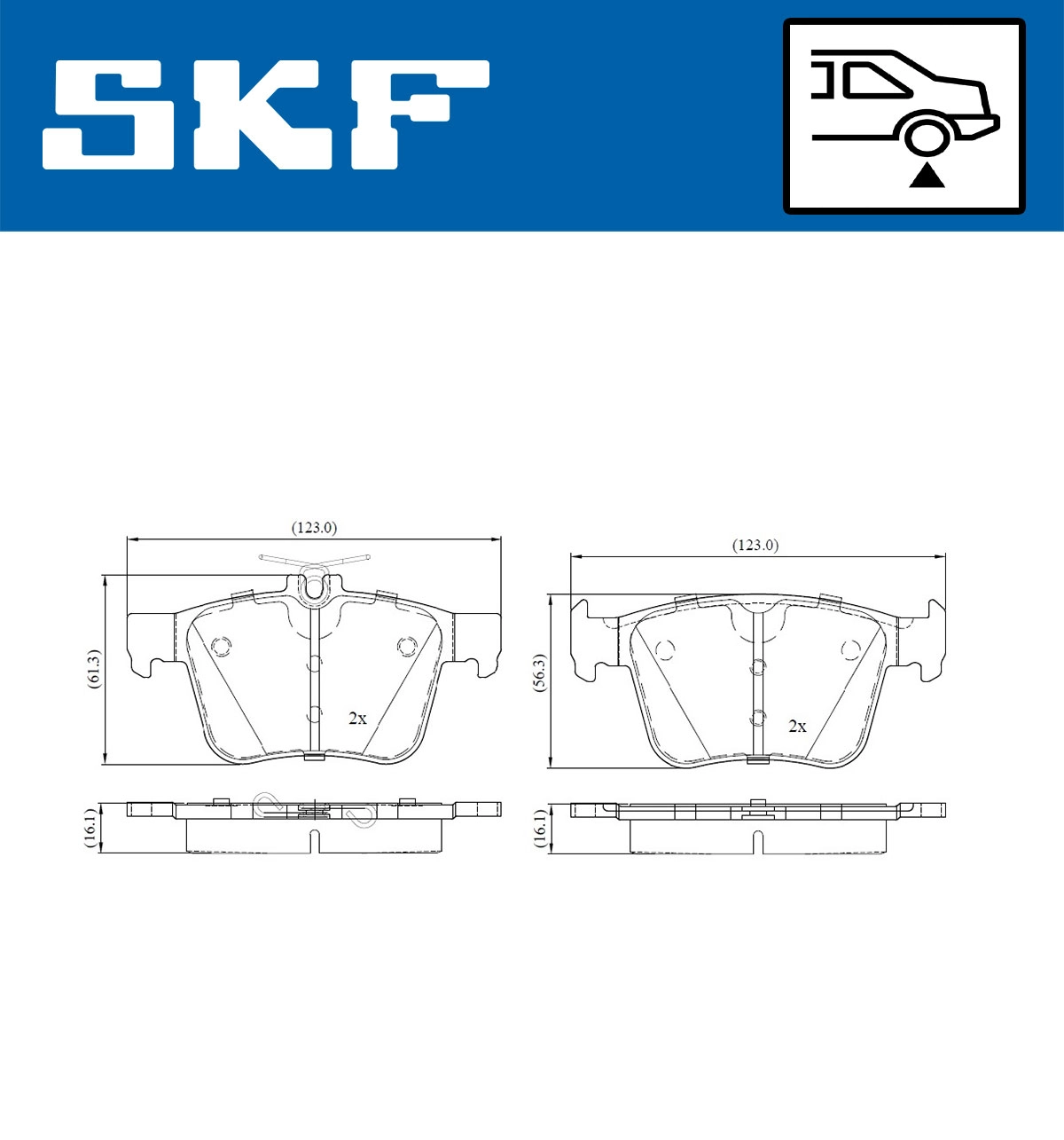 Комплект тормозных колодок дисковый тормоз SKF VKBP 90013