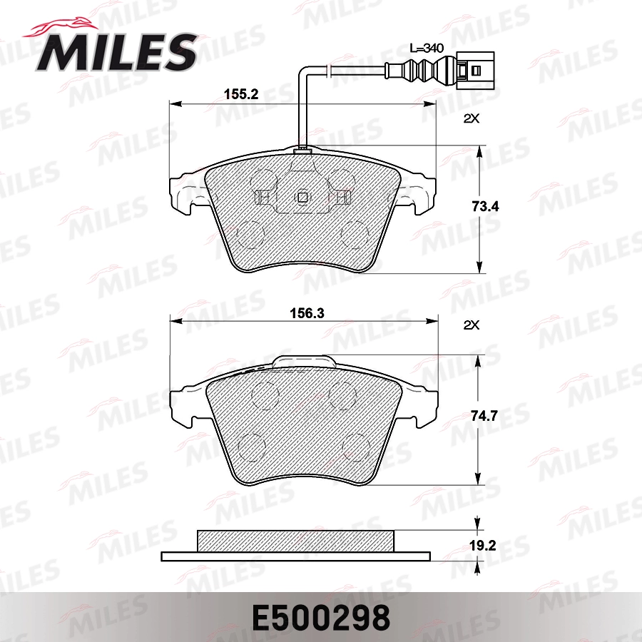 Комплект тормозных колодок дисковый тормоз MILES E500298