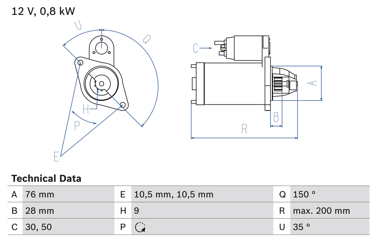 Стартер BOSCH 0 986 015 701