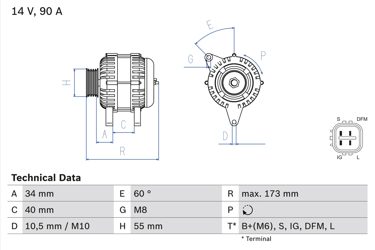 Генератор BOSCH 0 986 046 110