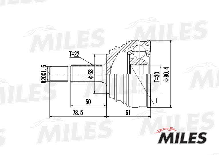 Шарнирный комплект приводной вал MILES GA20517