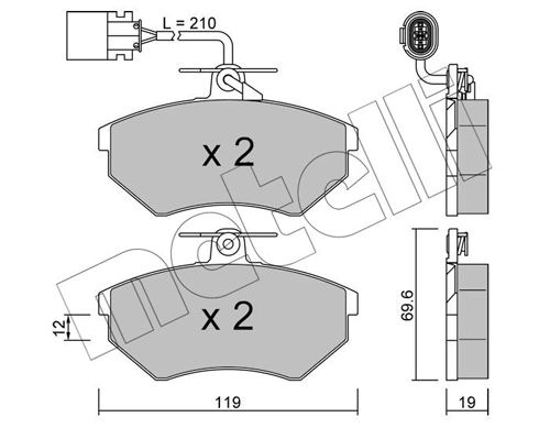 Комплект тормозных колодок дисковый тормоз METELLI 22-0050-1