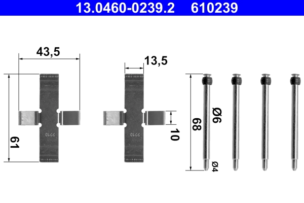 Комплектующие колодки дискового тормоза ATE 13.0460-0239.2