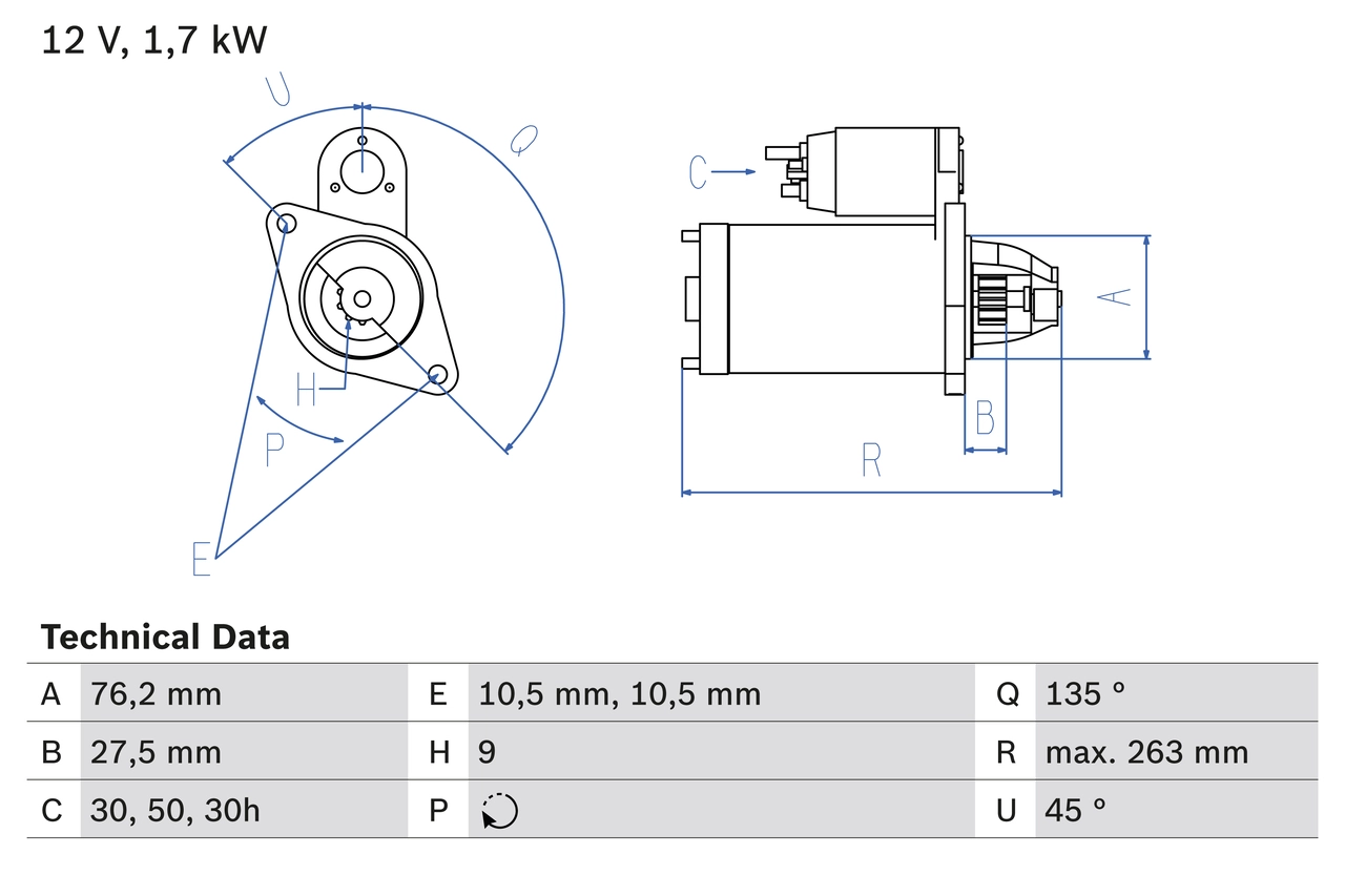 Стартер BOSCH 0 986 014 890